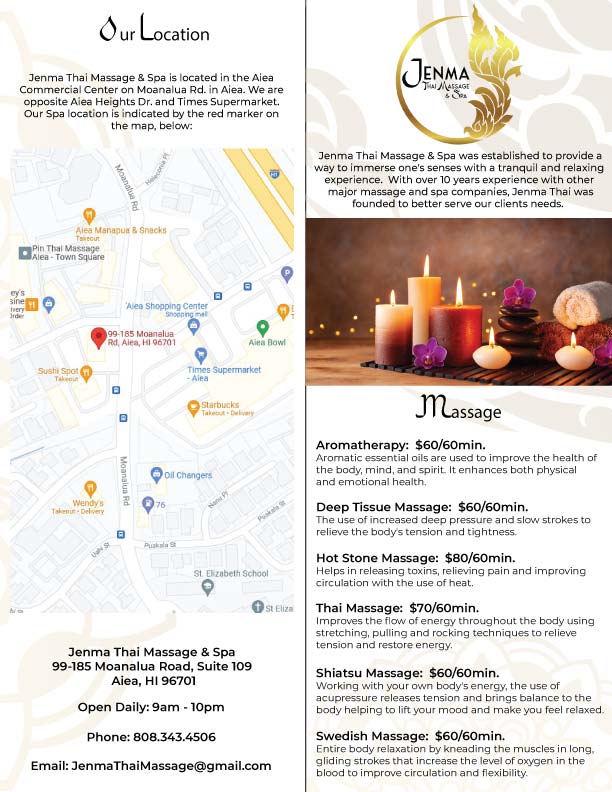 image of Jenma Thai Massage Brochure